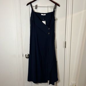 Indigo color wrap midi dress from Mango